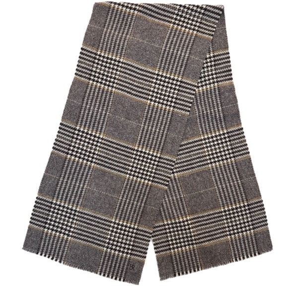 Banana Republic Wool Wrap – Taupe, Ivory & Charcoal Plaid – Oversized Scarf Shaw - Picture 4 of 7